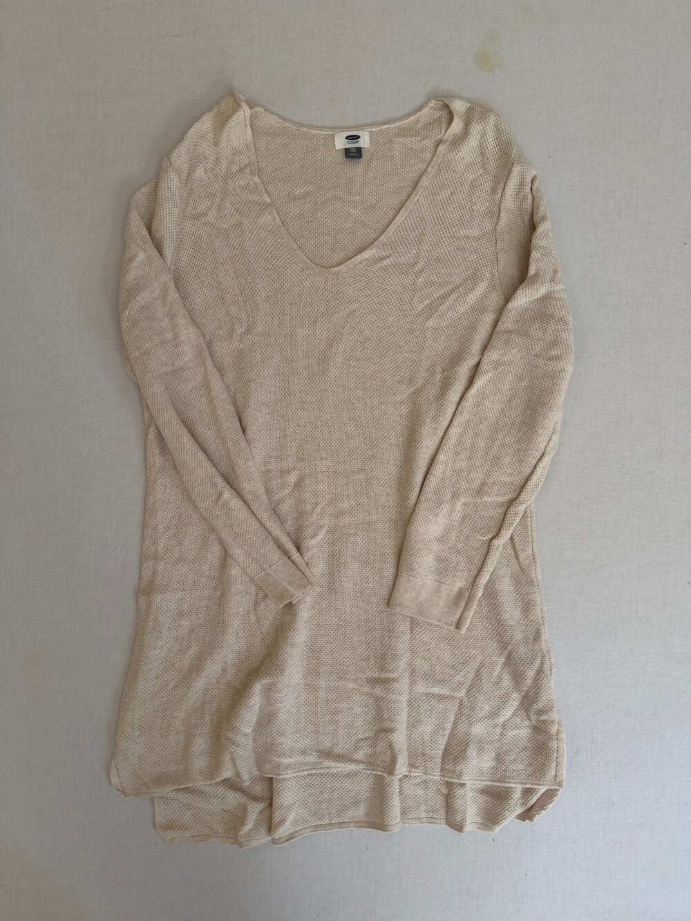 Old Navy XXL Beige V-Neck Waffle Knit Sweater Long Sleeve 0280